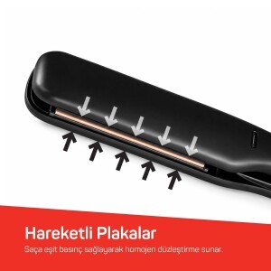 AR5192 Mona Sense Geniş Plakalı Saç Düzleştirici, Keratin ve Argan Yağlı Plaka, İyon Teknolojisi, Siyah - 6