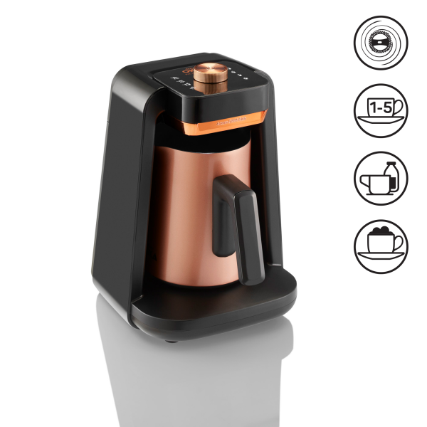 OK0020 Okka Rich Spin Pro Türk Kahvesi Makinesi 5 Fincan, 8 Farklı Mod, Taşma Önleyici Sistem, Bakır - 1