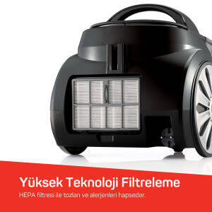 FL493 Easyforce Cyclone Filtreli Elektrikli Süpürgesi 899W, HEPA Filtre, 2,5 lt Toz Haznesi, Gri			 - 5