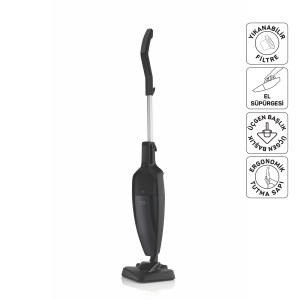 FL492 Polvo Pro Dikey Elektrikli Süpürge 800W, Yıkanabilir Filtre, 1.5 L Toz Haznesi, Siyah