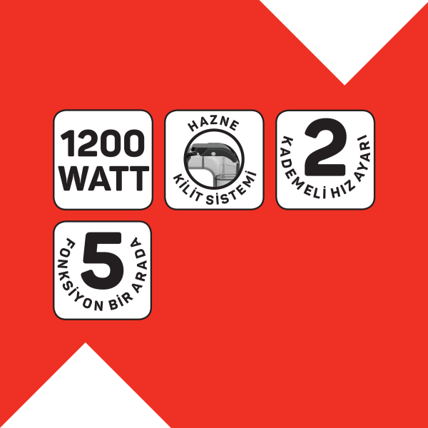 AR1149 Proart Multi Blender Seti 1200W, 5 Fonksiyonlu Doğrayıcı ve Rendeleme, Siyah - 8