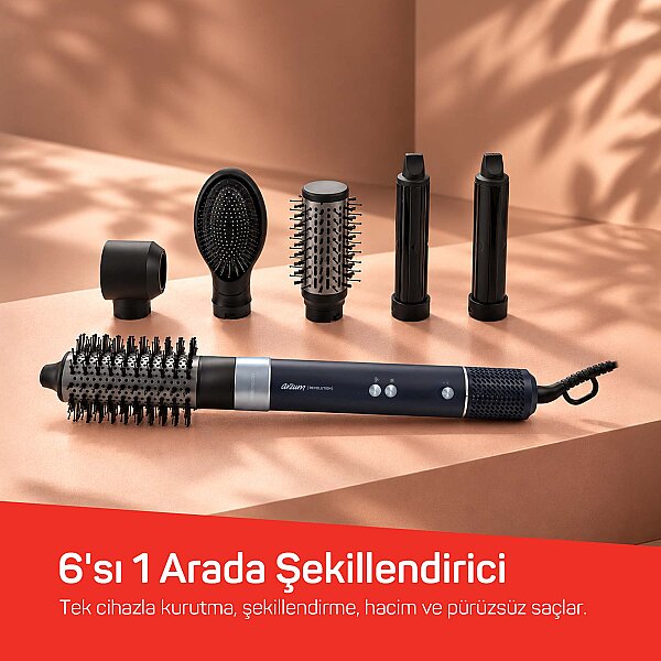 AR5166 Revolution BLDC Ionic Hava Üflemeli Saç Şekillendirici 6 Farklı Başlıklı, 1500W, Siyah - 3