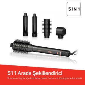 AR5198 Revolution Line  BLDC Ionic Hava Üflemeli Saç Şekillendirici 5 Başlık, 1500W, Siyah - 3