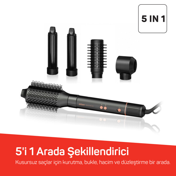 AR5198 Revolution Line  BLDC Ionic Hava Üflemeli Saç Şekillendirici 5 Başlık, 1500W, Siyah - 3