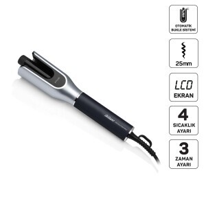 AR5171 Revolution Pro Otomatik Bukle ve Saç Maşası 25 mm Seramik LCD Ekran Siyah