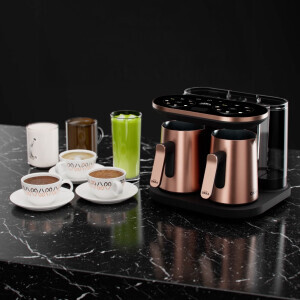 OK0051 Rich Duo Çoklu İçecek ve Türk Kahvesi Makinesi,8 Fincan,10 İçecek,Matcha,Bol Köpüklü,Karıştırıcılı Cezve, Bakır (1)