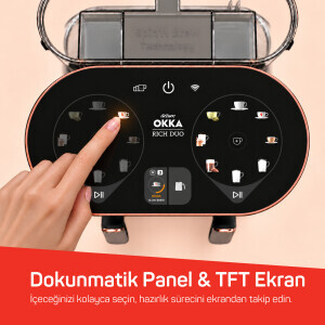 OK0051 Rich Duo Çoklu İçecek ve Türk Kahvesi Makinesi,8 Fincan,10 İçecek,Matcha,Bol Köpüklü,Karıştırıcılı Cezve, Bakır - 5