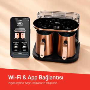 OK0051 Rich Duo Çoklu İçecek ve Türk Kahvesi Makinesi,8 Fincan,10 İçecek,Matcha,Bol Köpüklü,Karıştırıcılı Cezve, Bakır - 6