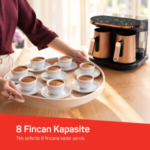 OK0051 Rich Duo Çoklu İçecek ve Türk Kahvesi Makinesi,8 Fincan,10 İçecek,Matcha,Bol Köpüklü,Karıştırıcılı Cezve, Bakır - 7