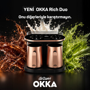 OK0051 Rich Duo Çoklu İçecek ve Türk Kahvesi Makinesi,8 Fincan,10 İçecek,Matcha,Bol Köpüklü,Karıştırıcılı Cezve, Bakır - 8