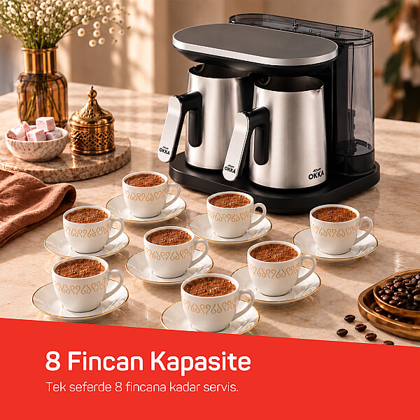  OK0051 Rich Duo Türk Kahvesi Makinesi,Taşma Önleyici Sistem, 4 Fincan Kapasiteli, Krom - 7