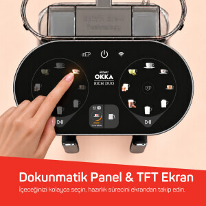 OK0051 Rich Duo Çoklu İçecek ve Türk Kahvesi Makinesi,8 Fincan,10 İçecek,Matcha,Bol Köpüklü,Karıştırıcılı Cezve, Krom - 5