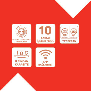 OK0051 Rich Duo Çoklu İçecek ve Türk Kahvesi Makinesi,8 Fincan,10 İçecek,Matcha,Bol Köpüklü,Karıştırıcılı Cezve, Krom - 10