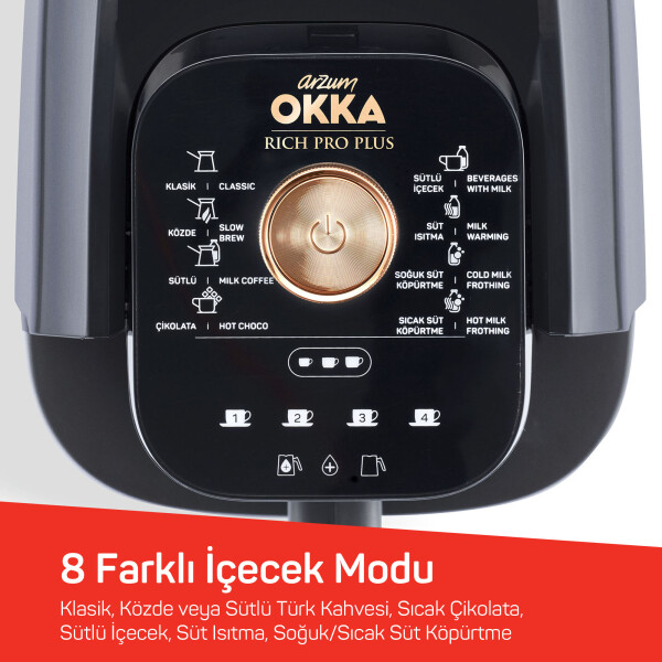 OK0036 Okka Rich Pro Plus Su Hazneli Türk Kahvesi Makinesi, Bakır - 3
