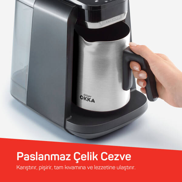 OK0036 Okka Rich Pro Plus Su Hazneli Türk Kahvesi Makinesi, Krom - 5