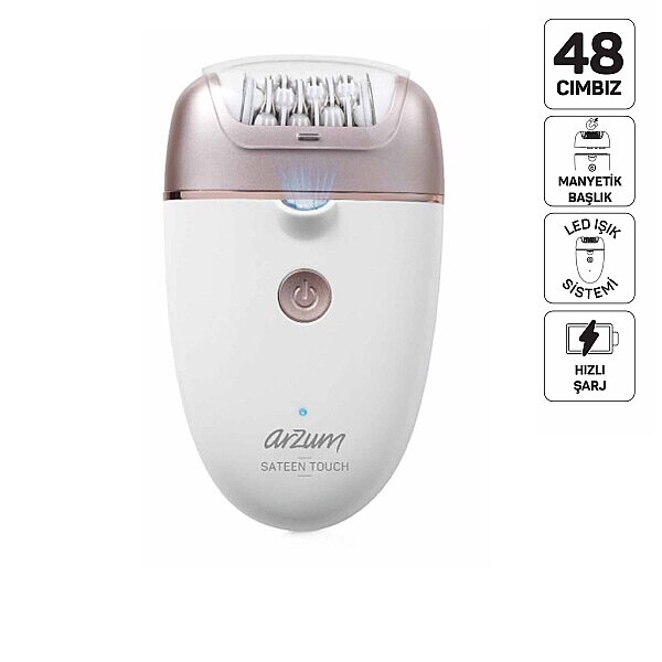 AR5175 Sateen Touch Şarjlı Epilasyon Seti, 48 Cımbızlı Başlık, 2 Farklı Hız Ayarı, Led Işık Sistemi - 1