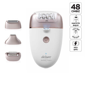 AR5175 Sateen Touch Şarjlı Epilasyon Seti, 48 Cımbızlı Başlık, 2 Farklı Hız Ayarı, Led Işık Sistemi
