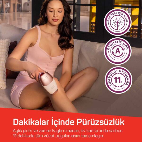 AR5178 SateenTouch IPL Lazer Epilasyon, 999.999 Atım, Evde Tüy Alma, Soğutmalı, 5 Kademe, Cilt Sensörü - 8