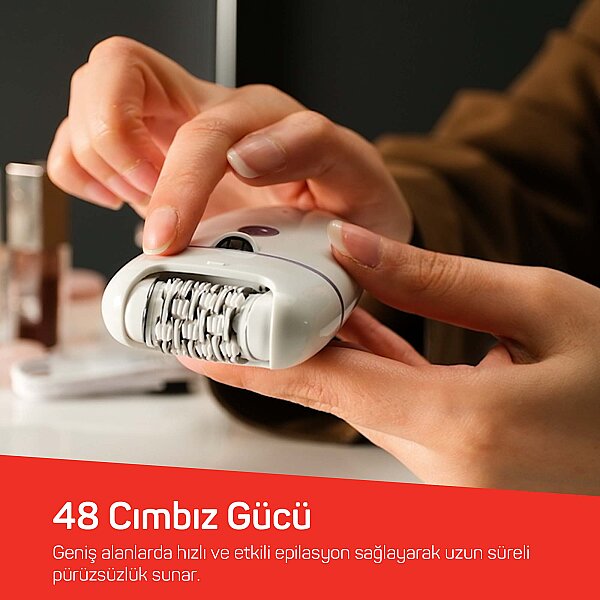 AR5173 Sateen Touch Şarjlı Epilasyon Cihazı, 48 Cımbızlı Başlık, 2 Farklı Hız Ayarı, Led Işık Sistemi - 3