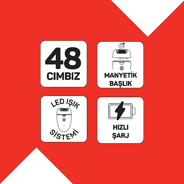 AR5173 Sateen Touch Şarjlı Epilasyon Cihazı, 48 Cımbızlı Başlık, 2 Farklı Hız Ayarı, Led Işık Sistemi - 11