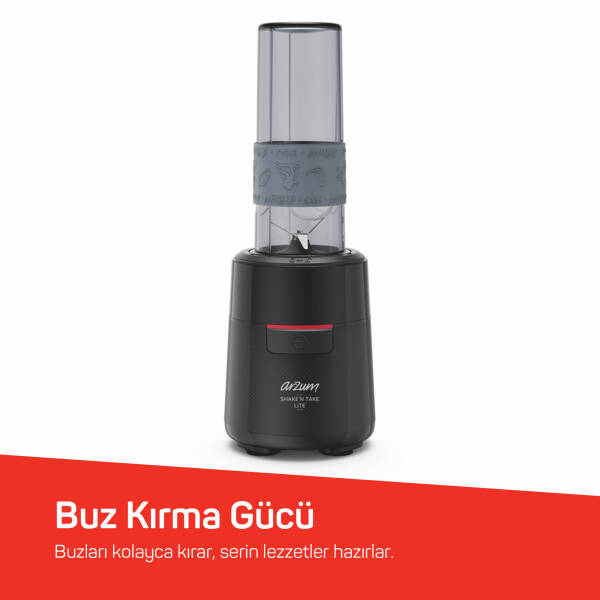 AR1191 Shake'N Take Lite Kişisel Blender 550W, 550 ml Taşınabilir Şişe, Buz Kırma Özellikli, Siyah - 2