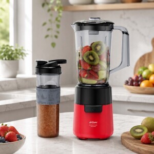 AR1196 Shake'N Take Megamix Sürahi Blender 550W, 1L Sürahi, 550 ml Taşınabilir Şişe, Kırmızı (1)