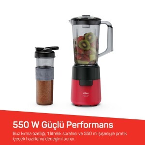 AR1196 Shake'N Take Megamix Sürahi Blender 550W, 1L Sürahi, 550 ml Taşınabilir Şişe, Kırmızı - 3
