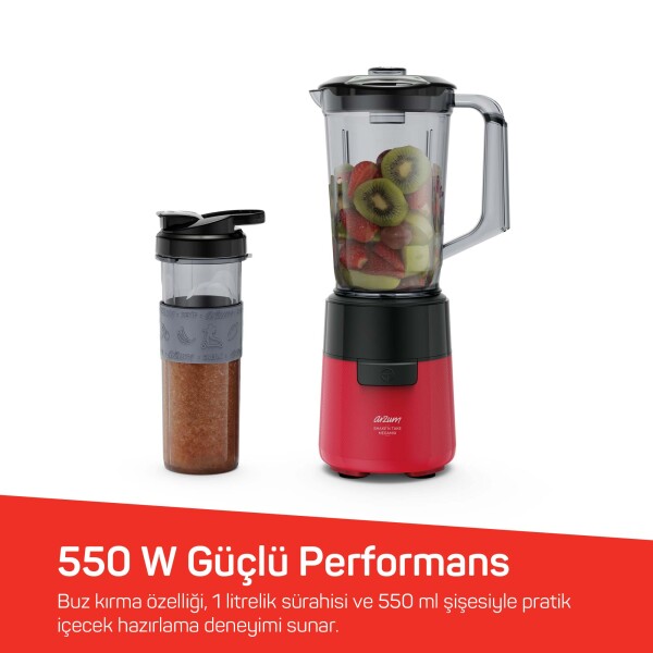 AR1196 Shake'N Take Megamix Sürahi Blender 550W, 1L Sürahi, 550 ml Taşınabilir Şişe, Kırmızı - 3