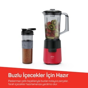 AR1196 Shake'N Take Megamix Sürahi Blender 550W, 1L Sürahi, 550 ml Taşınabilir Şişe, Kırmızı - 4