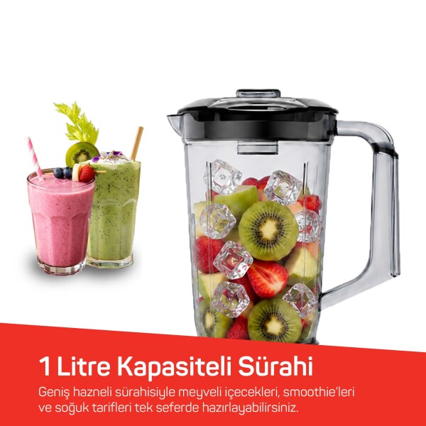 AR1196 Shake'N Take Megamix Sürahi Blender 550W, 1L Sürahi, 550 ml Taşınabilir Şişe, Kırmızı - 6