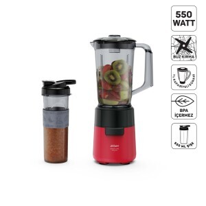 AR1196 Shake'N Take Megamix Sürahi Blender 550W, 1L Sürahi, 550 ml Taşınabilir Şişe, Kırmızı