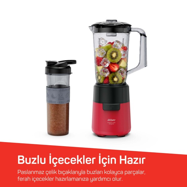 AR1196 Shake'N Take Megamix Sürahi Blender 550W, 1L Sürahi, 550 ml Taşınabilir Şişe, Kırmızı - 4