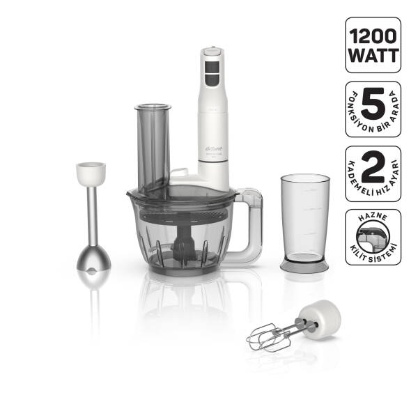 AR1187 Soprano Max Neo Multi Blender Seti 5 Fonksiyonlu 1200W, Beyaz - 1