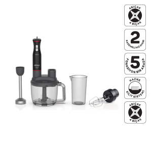 AR1204 Starchef Pro 1800W 4 Bıçaklı 1.5 L Hazneli 2 Kademeli Multi Blender Seti, Siyah
