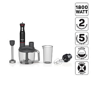AR1204 Starchef Pro 1800W 4 Bıçaklı 1.5 L Hazneli 2 Kademeli Multi Blender Seti, Siyah