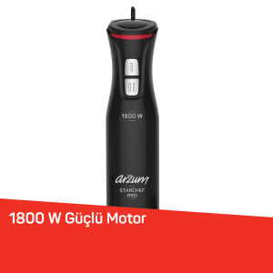 AR1204 Starchef Pro 1800W 4 Bıçaklı 1.5 L Hazneli 2 Kademeli Multi Blender Seti, Siyah - 3