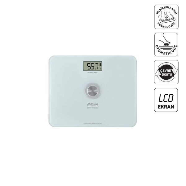 AR5126 Stayfit Touch Cam Beyaz Baskül, Pilsiz Kullanım, 180 Kg’a Kadar Ölçüm Kapasitesi, Beyaz - 1