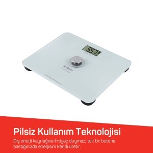 AR5126 Stayfit Touch Cam Beyaz Baskül, Pilsiz Kullanım, 180 Kg’a Kadar Ölçüm Kapasitesi, Beyaz - 3