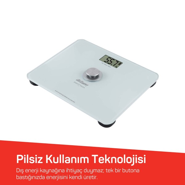 AR5126 Stayfit Touch Cam Beyaz Baskül, Pilsiz Kullanım, 180 Kg’a Kadar Ölçüm Kapasitesi, Beyaz - 3