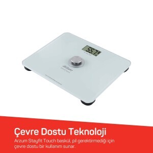 AR5126 Stayfit Touch Cam Beyaz Baskül, Pilsiz Kullanım, 180 Kg’a Kadar Ölçüm Kapasitesi, Beyaz - 4