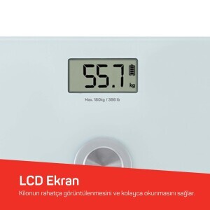 AR5126 Stayfit Touch Cam Beyaz Baskül, Pilsiz Kullanım, 180 Kg’a Kadar Ölçüm Kapasitesi, Beyaz - 5