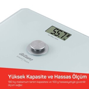 AR5126 Stayfit Touch Cam Beyaz Baskül, Pilsiz Kullanım, 180 Kg’a Kadar Ölçüm Kapasitesi, Beyaz - 6
