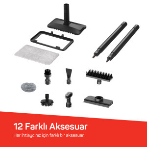 AR4353 Steambosot Digi Buharlı Temizleyici, Siyah - 8