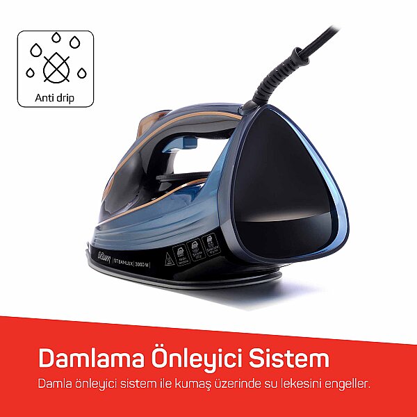 AR6052 Steamlux Buharlı Ütü Seramik Taban 3000W, 225 gr/min Şok Buhar, Mavi - 6