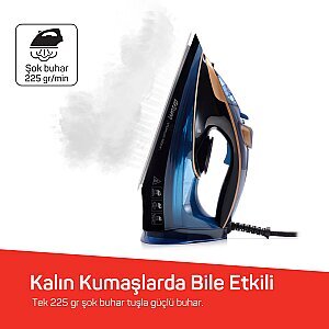 AR6052 Steamlux Buharlı Ütü Seramik Taban 3000W, 225 gr/min Şok Buhar, Mavi - 7