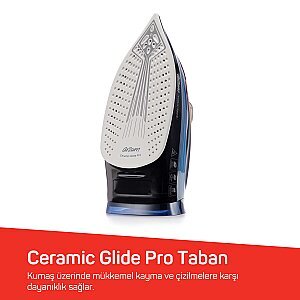 AR6043 Steamlux Buharlı Ütü Seramik Taban 3000W, 225 gr/min Şok Buhar, Mavi (1)