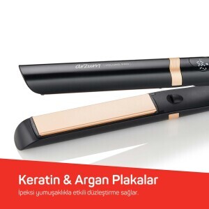 Arzum AR5184 Volume Pro İnce Plakalı Saç Düzleştirici, Keratin ve Argan Yağlı Plaka, İyon Teknolojisi, Siyah - 3
