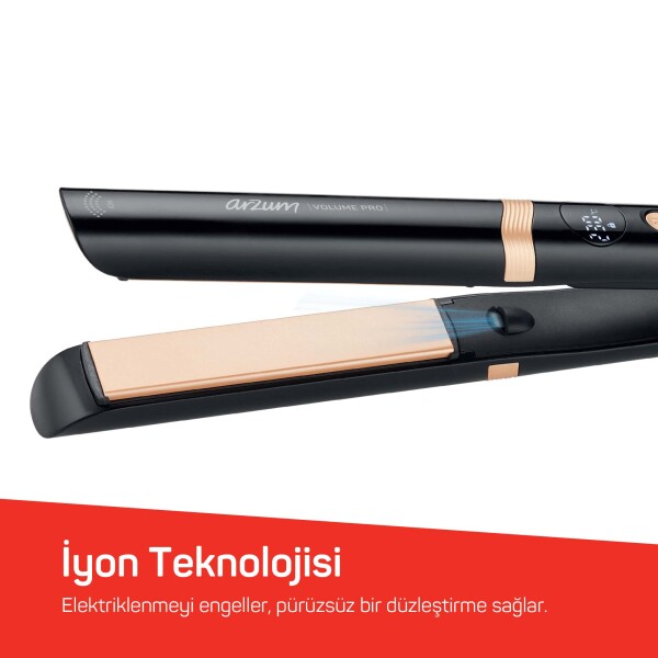 Arzum AR5184 Volume Pro İnce Plakalı Saç Düzleştirici, Keratin ve Argan Yağlı Plaka, İyon Teknolojisi, Siyah - 4