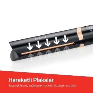 Arzum AR5184 Volume Pro İnce Plakalı Saç Düzleştirici, Keratin ve Argan Yağlı Plaka, İyon Teknolojisi, Siyah - 5