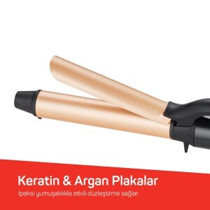 Arzum AR5186 Volume Pro Saç Maşası, Keratin ve Argan Yağlı Plaka, 25 mm maşa çapı, Siyah - 3